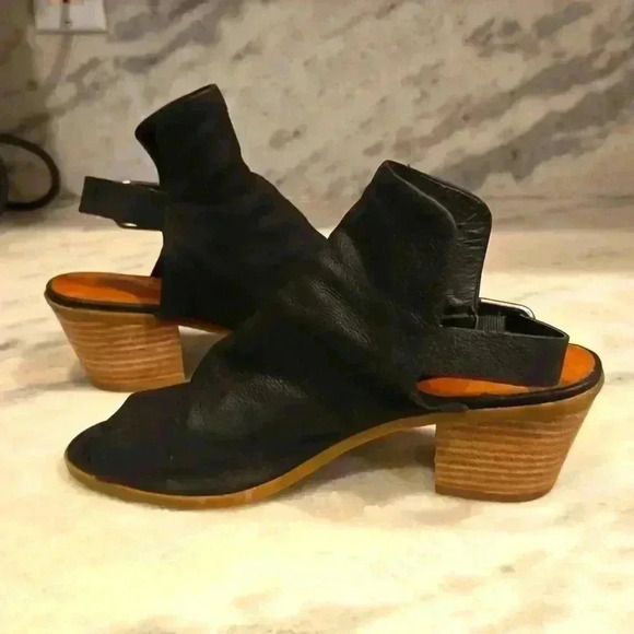 Lucky Brand Womens 9 Jubai Bootie Sandal Black Leather Open Toe - Picture 3 of 9